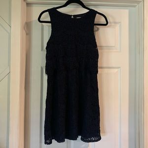 Navy blue eyelet mini dress
